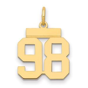 14k Yellow Gold, Athletic Collection, Small Polished Number 98 Pendant